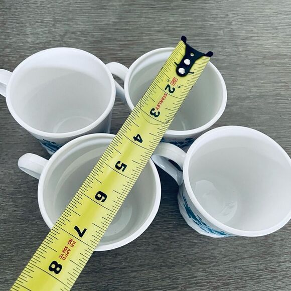 Vintage Corning Blue Floral Coffee Mugs Cups 4-pc Set - Picture 4 of 5